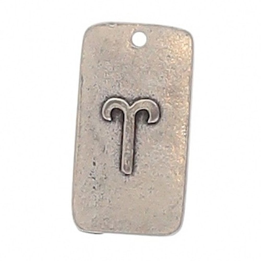 ARIES Dog Tag ZODIAC SIGN PENDANT pewter NEW Ram vintage